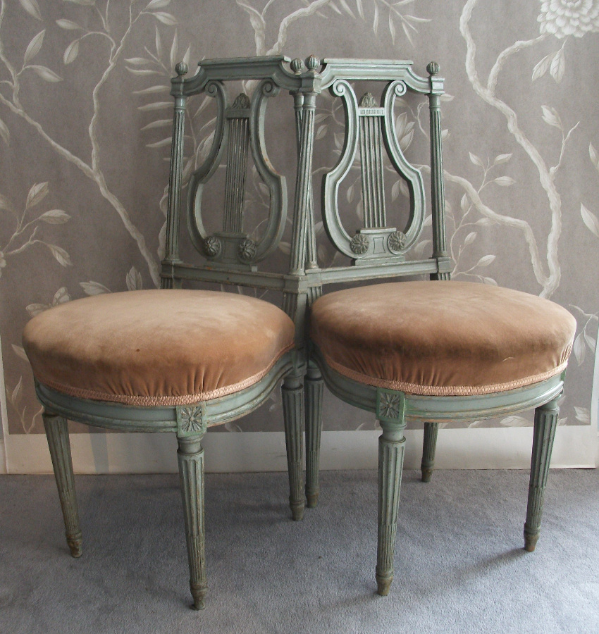 LOUIS XVI FRENCH GREY CHAIRS 